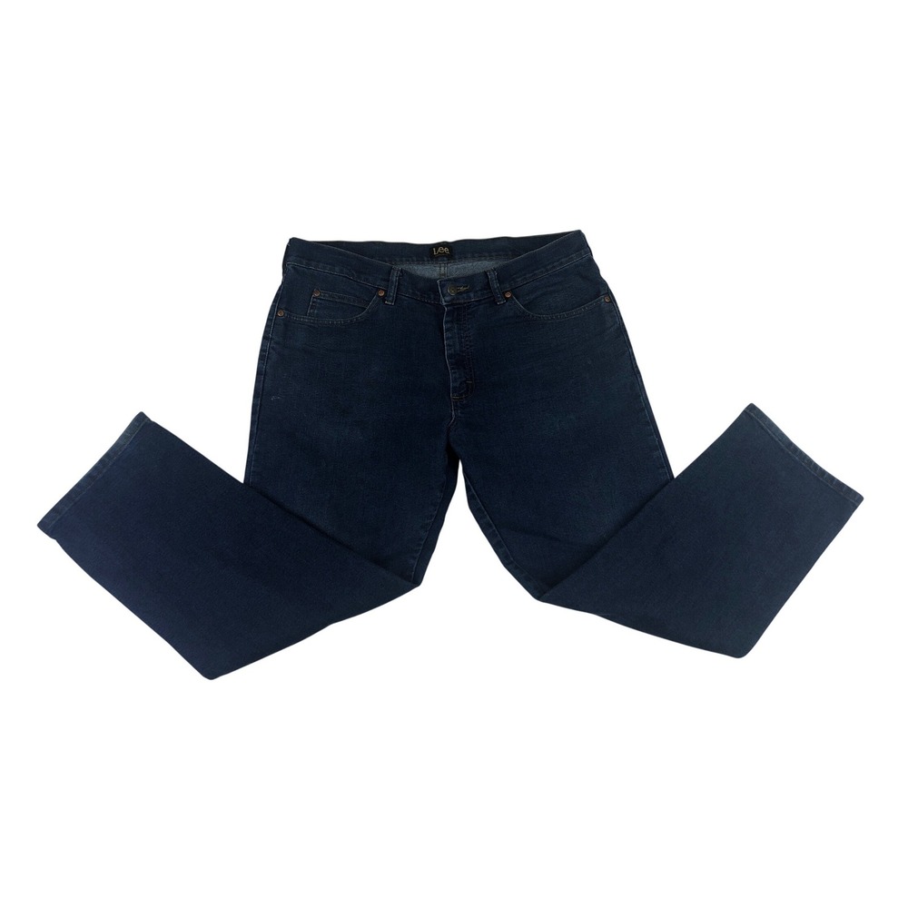 Lee Regular Fit Straight Leg Dark Wash Blue Denim Jeans‎ Men Size 38x30